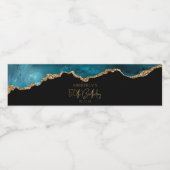 50ste verjaardagsfeestje Blauwgroen Blauw Gouden A Waterfles Etiket (Enkel label)