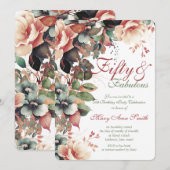 50ste verjaardagsfeestje Boho Garden Floral Kaart (Voorkant / Achterkant)