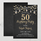 50ste verjaardagsfeestje - Chalkboard Gold Kaart (Voorkant / Achterkant)