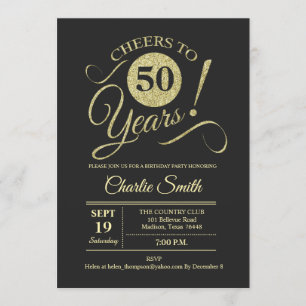 50ste verjaardagsfeestje - Chalkboard Gold Kaart