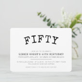 50ste verjaardagsfeestje eenvoudig modern minimaal kaart (Staand voorkant)
