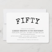 50ste verjaardagsfeestje eenvoudig modern minimaal kaart (Voorkant)