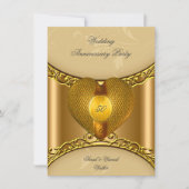 50ste verjaardagsfeestje Elegant Goud Gouden Hart Kaart (Voorkant)