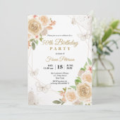 50ste verjaardagsfeestje Elegante bloemen Kaart (Staand voorkant)