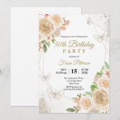 50ste verjaardagsfeestje Elegante bloemen Kaart (Voorkant / Achterkant)