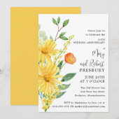 50ste verjaardagsfeestje Geel Bloemmotief Kaart (Voorkant / Achterkant)