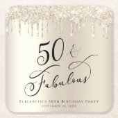 50ste verjaardagsfeestje Glitter Gold Kartonnen Onderzetters (Voorkant)