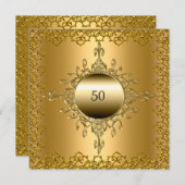 50ste verjaardagsfeestje goud kaart (Voorkant / Achterkant)