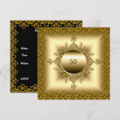 50ste verjaardagsfeestje goud kaart (Voorkant / Achterkant)