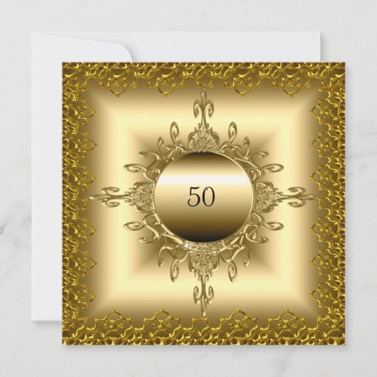 50ste verjaardagsfeestje goud kaart (Voorkant)