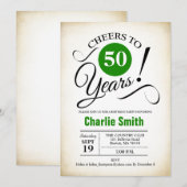 50ste verjaardagsfeestje - Groen Zwart Wit Kaart (Voorkant / Achterkant)