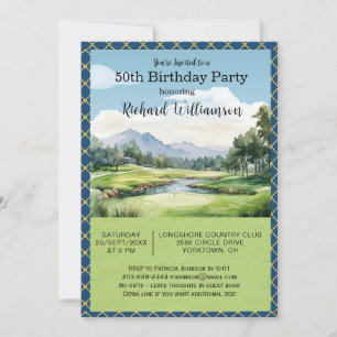 50ste verjaardagsfeestje Heren Golf Thema Feestje  Kaart