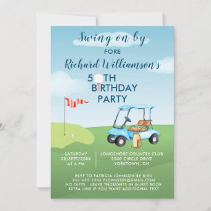 50ste verjaardagsfeestje Heren Golf Thema Feestje  Kaart