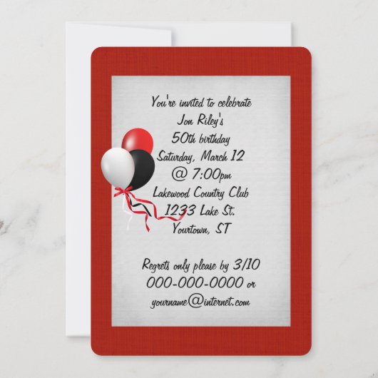 50ste verjaardagsfeestje kaart (Achterkant)