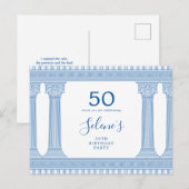 50ste verjaardagsfeestje met aangepaste kleur Grie Briefkaart (Voorkant / Achterkant)