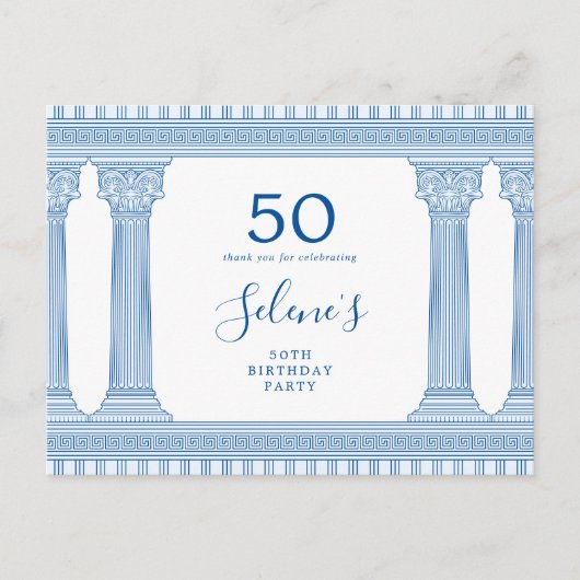 50ste verjaardagsfeestje met aangepaste kleur Grie Briefkaart (Voorkant)