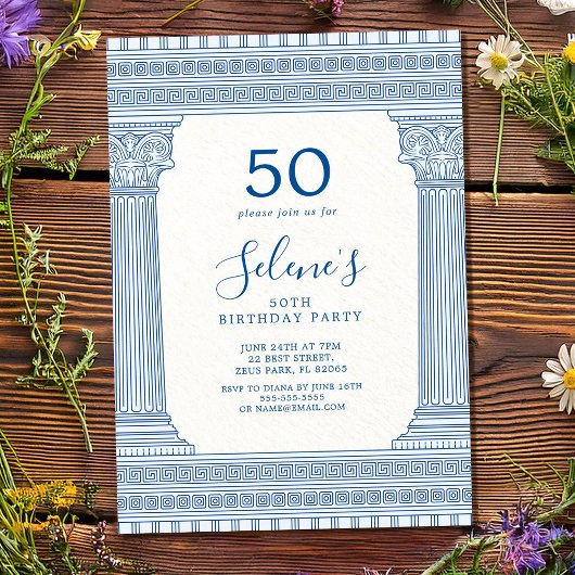 50ste verjaardagsfeestje met aangepaste kleur Grie Kaart