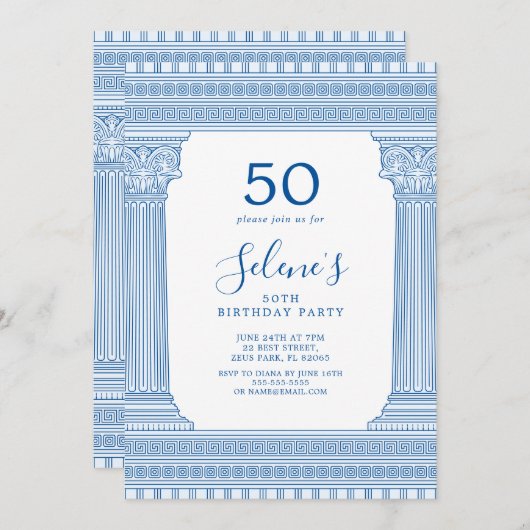 50ste verjaardagsfeestje met aangepaste kleur Grie Kaart (Voorkant / Achterkant)