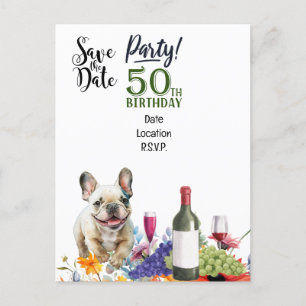 50ste verjaardagsfeestje met Franse bulldog Briefkaart