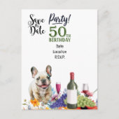 50ste verjaardagsfeestje met Franse bulldog Briefkaart (Voorkant)