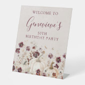 50ste verjaardagsfeestje pompoen Wildflower Welkom Reclamebord Met Voetstuk (Voorkant)