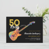 50ste verjaardagsfeestje Rock and Roll Kaart (Staand voorkant)