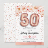 50ste verjaardagsfeestje - Roos gouden ballonnen Kaart (Voorkant / Achterkant)