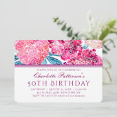 50ste verjaardagsfeestje Stijlvol roze bloemmotief Kaart (Staand voorkant)