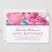50ste verjaardagsfeestje Stijlvol roze bloemmotief Kaart (Voorkant)
