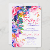 50ste verjaardagsfeestje tuin bloemig kaart (Voorkant)