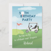 50ste verjaardagsfeestje verrassingsfeestje golf t kaart (Achterkant)