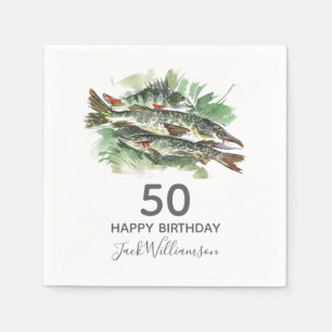 50ste verjaardagsfeestje Vissen Aquarel vis Servet