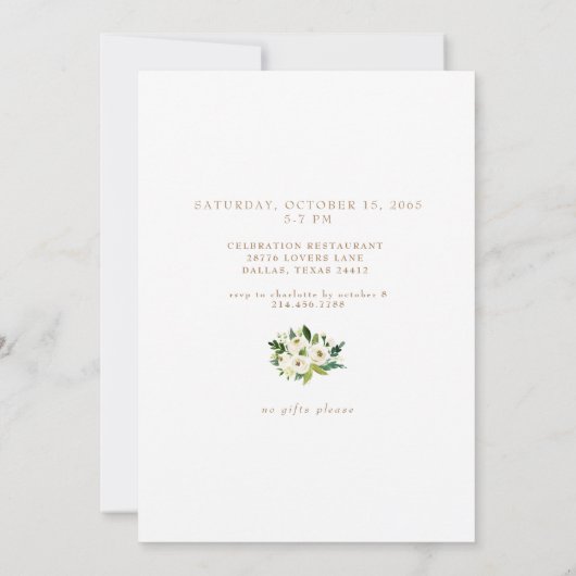 50ste verjaardagsfeestje Witte Bloemen  Kaart (Achterkant)