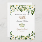 50ste verjaardagsfeestje Witte Bloemen  Kaart (Voorkant / Achterkant)