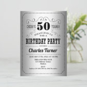 50ste verjaardagsfeestje - Zilver Zwart Kaart (Staand voorkant)