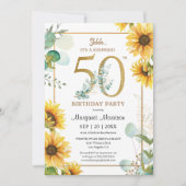50ste verjaardagsfeestje Zonnebloemen Elegante blo Kaart (Voorkant)