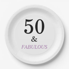 50ste verjaardagsfeestje zwart Paarse tekst Papieren Bordje