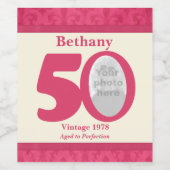  50ste verjaardagsfoto aangepaste wijnlabels wijn etiket (Enkel label)