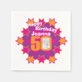 50ste verjaardagsfoto en noem roze sterluiers servetten (Voorkant)