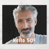 50ste verjaardagsfoto hallo 50 jongens mannen bier etiket (Enkel label)