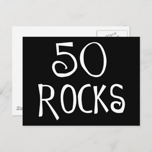 50ste verjaardagsgeschenken, 50 ROCKS Briefkaart (Voorkant / Achterkant)