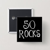 50ste verjaardagsgeschenken, 50 ROCKS Vierkante Button 5,1 Cm (Voorkant /achterkant)