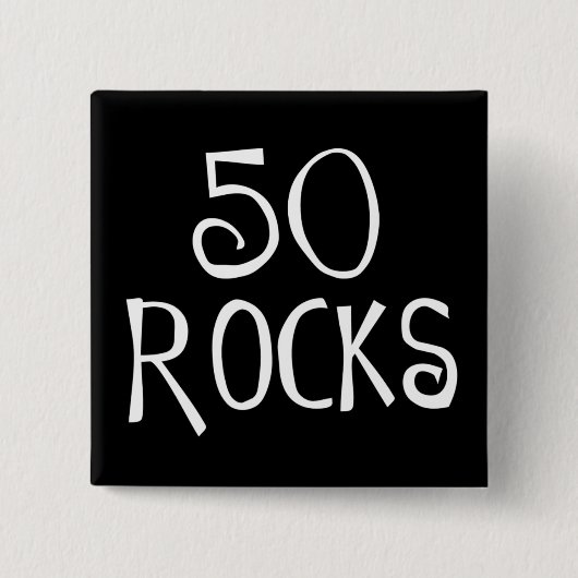50ste verjaardagsgeschenken, 50 ROCKS Vierkante Button 5,1 Cm (Voorkant)