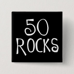 50ste verjaardagsgeschenken, 50 ROCKS Vierkante Button 5,1 Cm