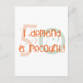 50ste verjaardagsgeschenken, ik eis een hertelling briefkaart (Voorkant)