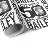 50ste verjaardagsmono bekijk 50 aangepaste foto en cadeaupapier (Rol Hoek)