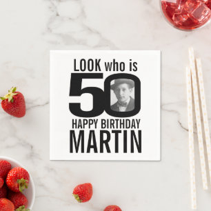 50ste verjaardagsmono bekijk 50 aangepaste foto en servet