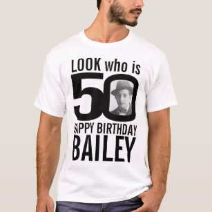50ste verjaardagsmono bekijk 50 aangepaste foto en t-shirt