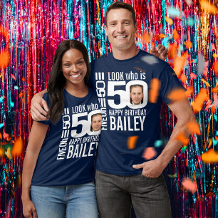 50ste verjaardagsmono bekijk 50 aangepaste foto en t-shirt