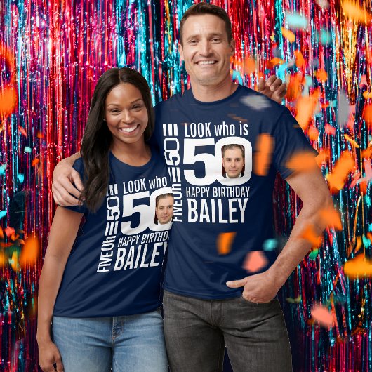 50ste verjaardagsmono bekijk 50 aangepaste foto en t-shirt